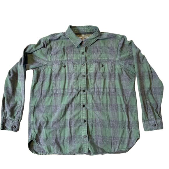 REI Co-op Flannel Button Down Shirt Green Plaid 1XL 100% Cotton Long Sleeve - Picture 1 of 4